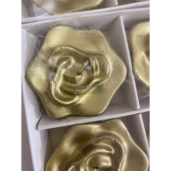 Set of 4 Gold Rose Floating Candles, Metallic Decor, Elegant Centerpiece Accents - Picture 5 of 11